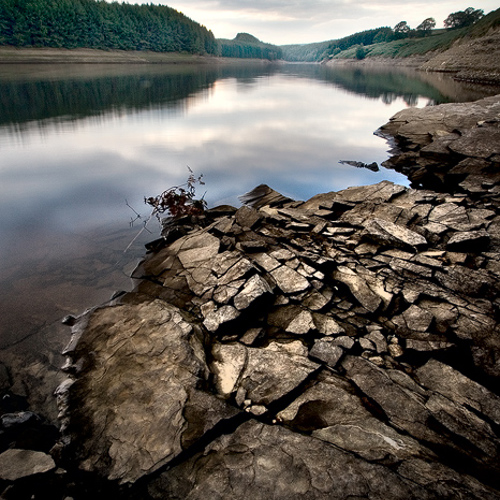 Thruscross reservoir, low water level: Thruscross reservoir, low water level